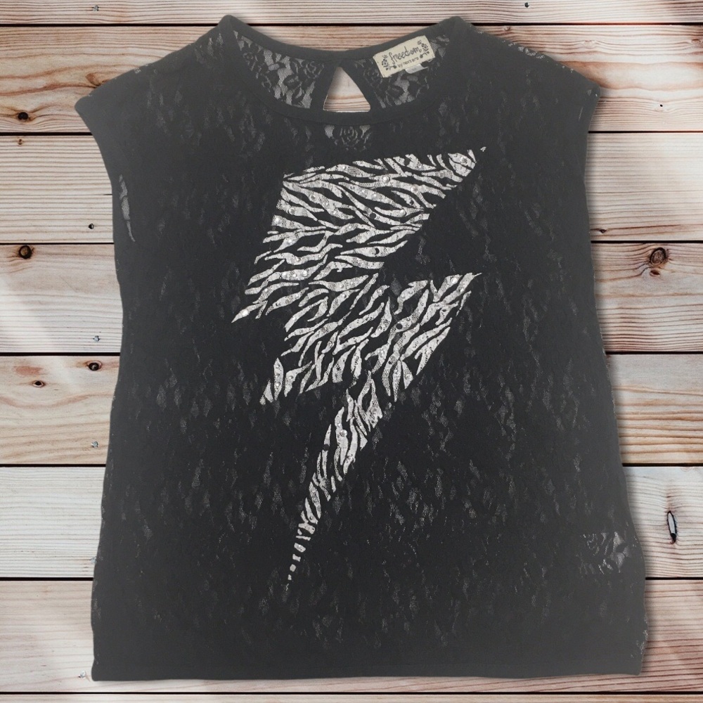 Black Lace Zebra Lightning Top